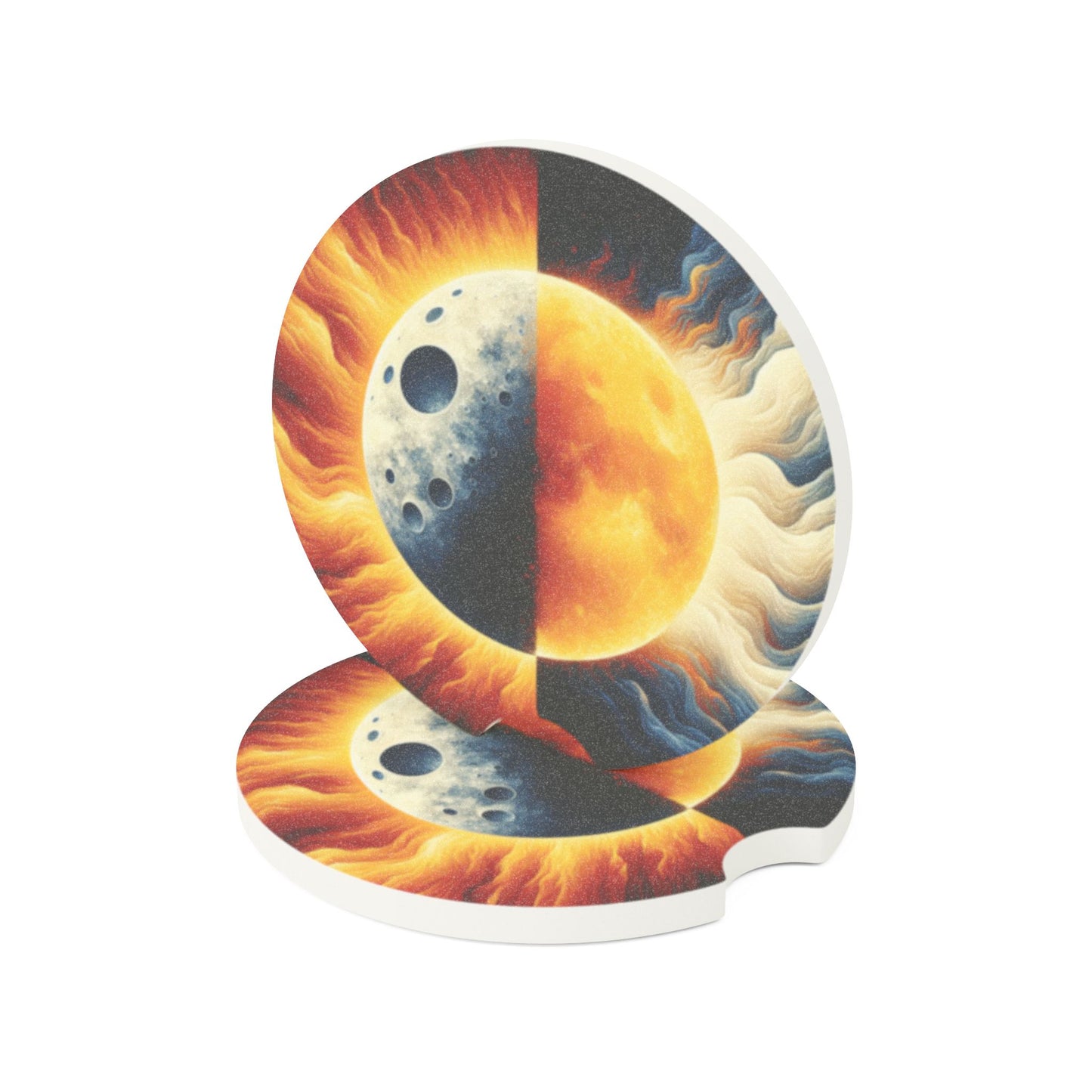 Car Coasters - Sun and Moon Soapstone Design
